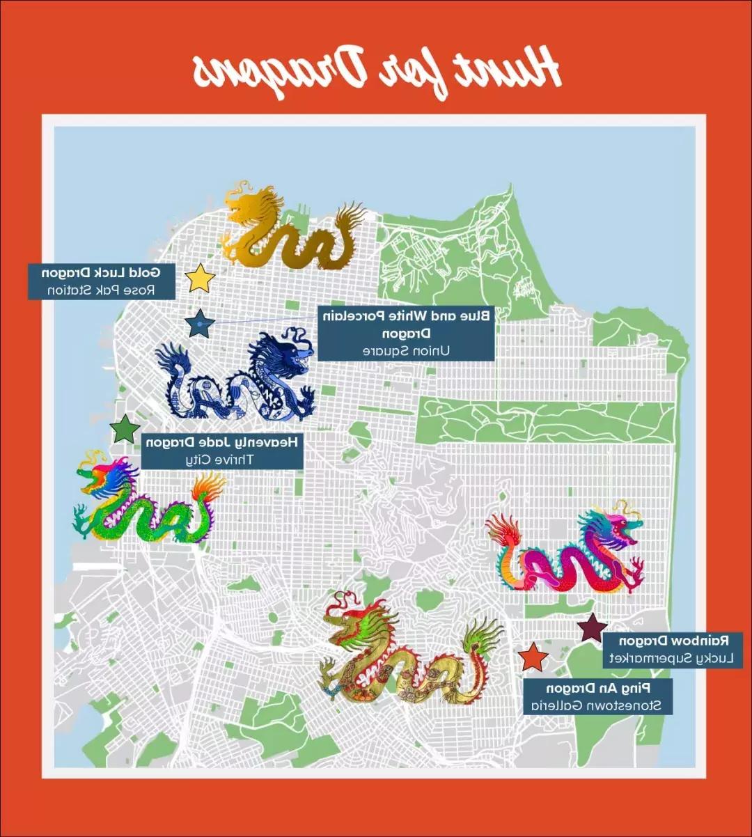 Map of dragon sculptures for 2024 CNY